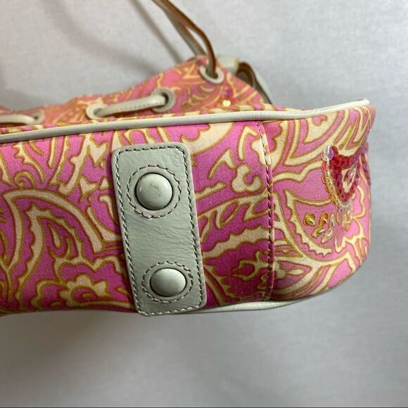 Sigrid Olsen TWILLIGHT pais‎ pink multi Paisley  sequin  Leather Bag - Picture 8 of 14